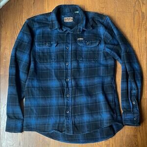 Orvis Men’s Black and Blue Plaid Shacket Shirt Sz M